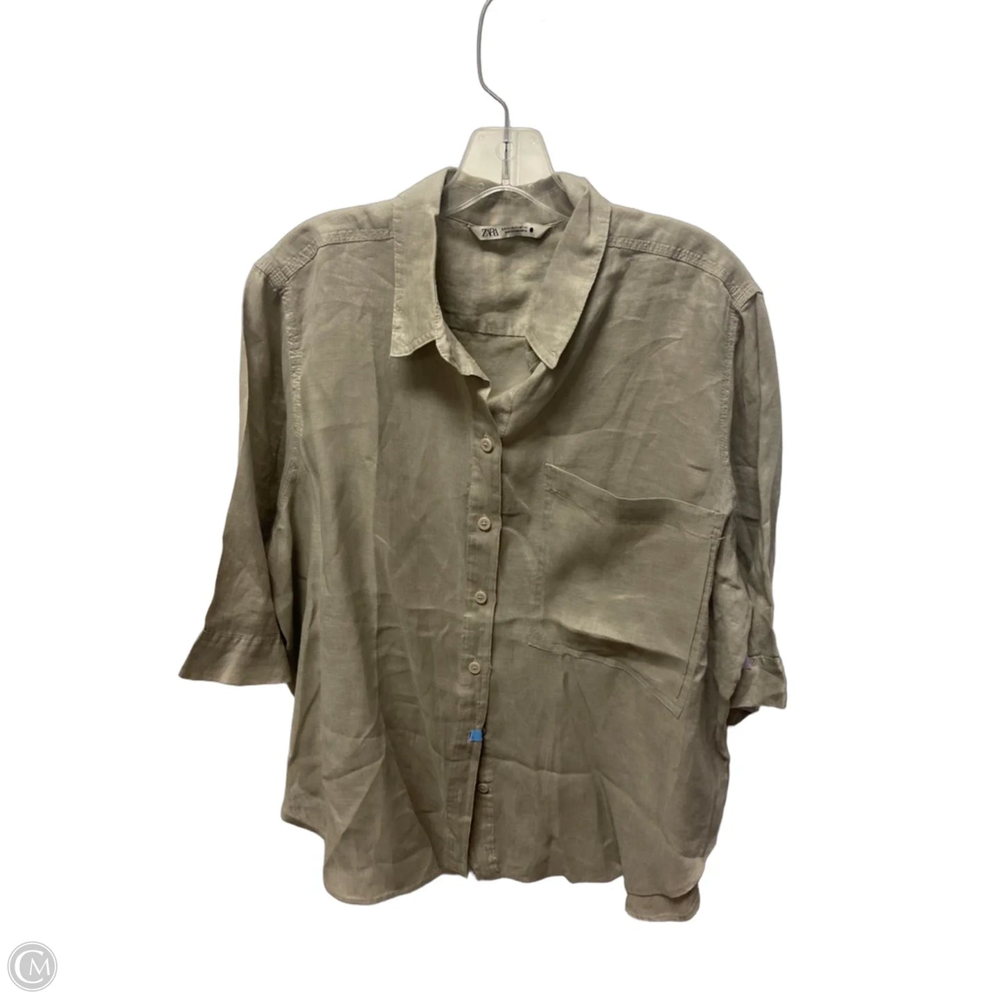 Top Short Sleeve By Zara In Grey, Size: 1x