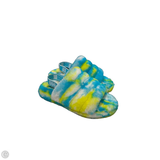 Slippers Designer By Ugg In Blue & Yellow, Size: 8