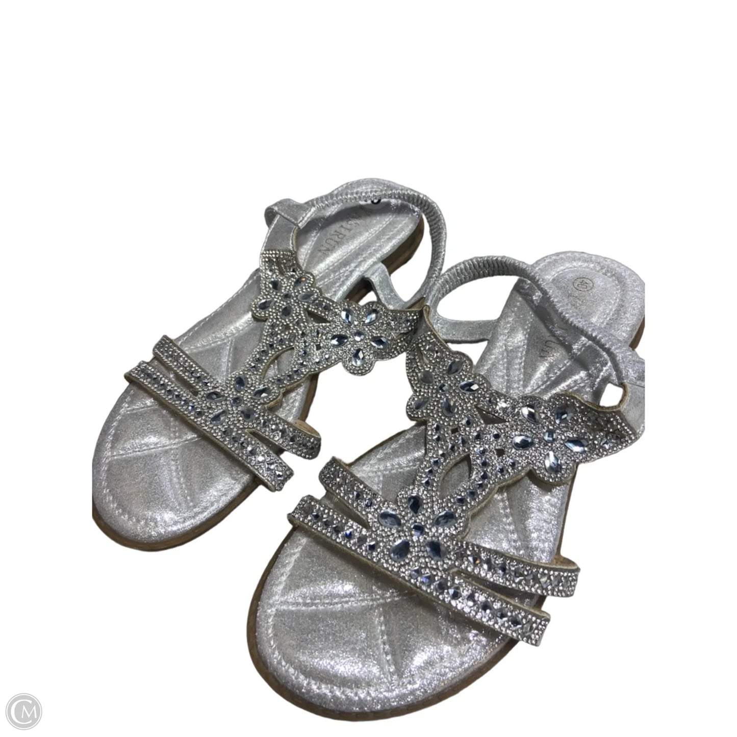 Sandals Flats By Clothes Mentor In Silver, Size: 10