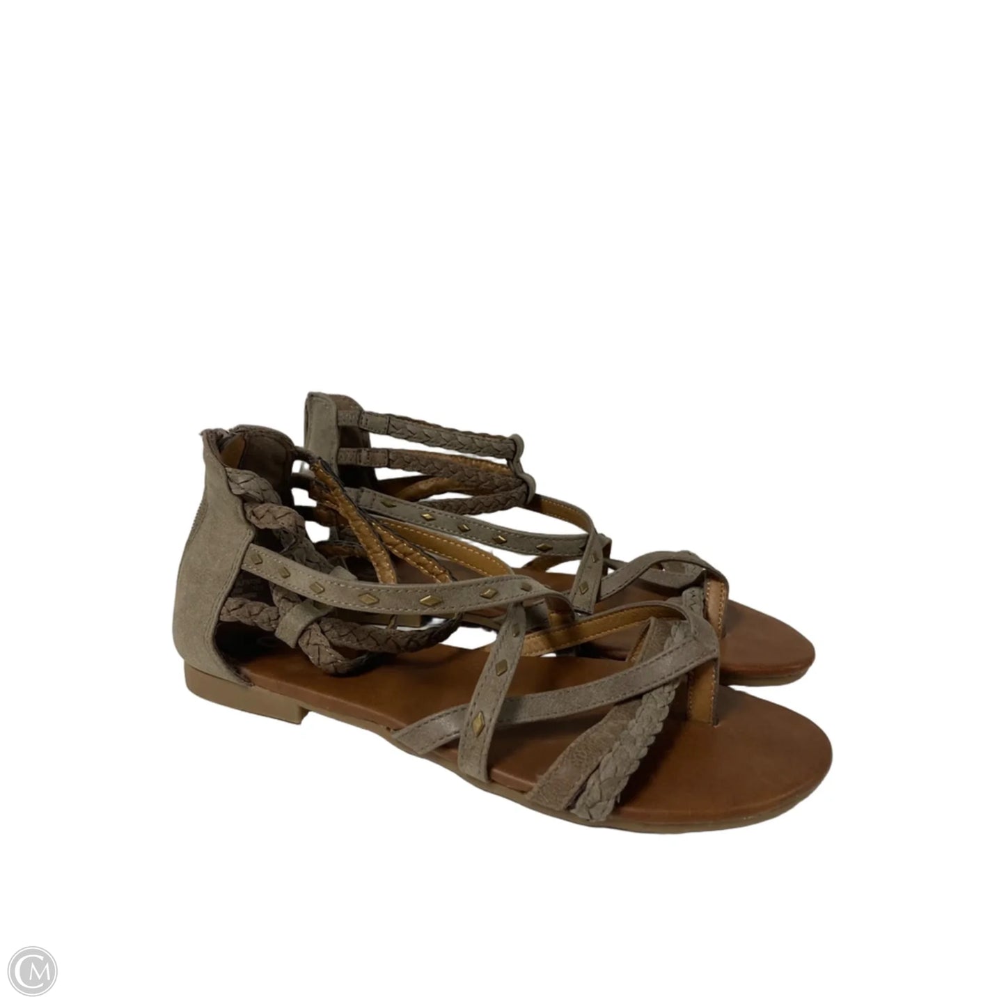 Sandals Flats By So In Grey, Size: 8.5