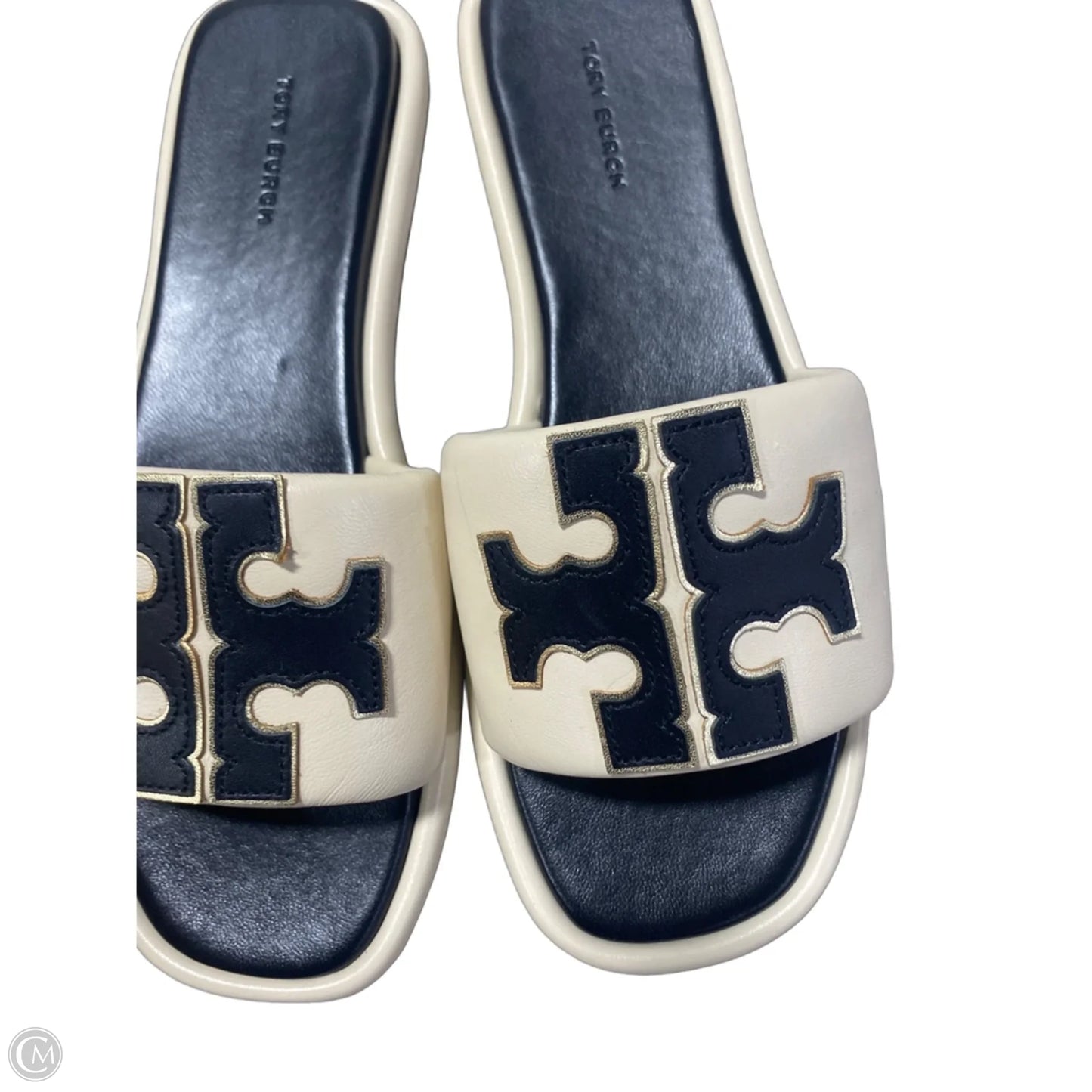 Sandals Designer By Tory Burch In Black & Cream, Size: 8