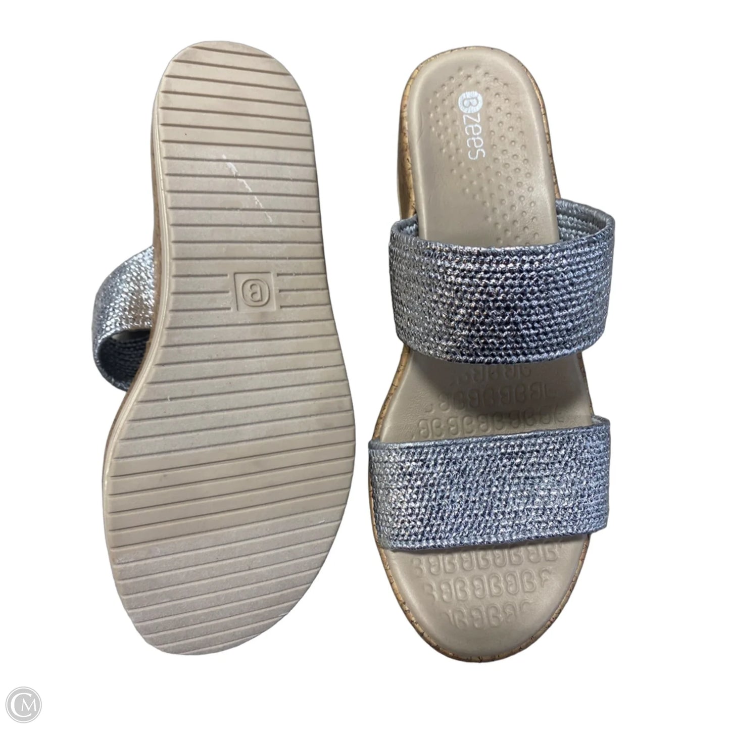 Sandals Heels Platform By Bzees In Silver, Size: 8.5
