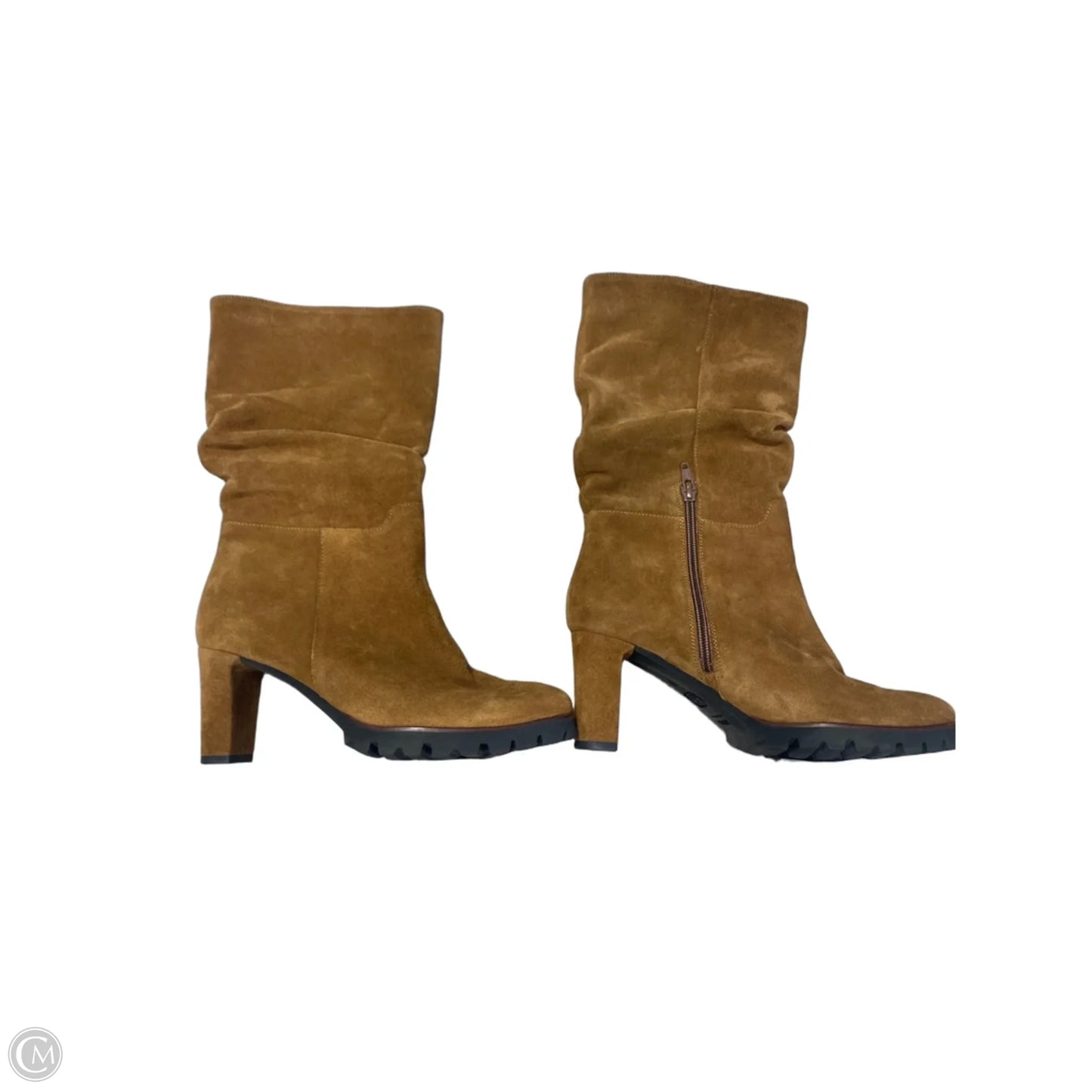 Boots Mid-calf Heels By Clothes Mentor In Brown, Size: 8.5