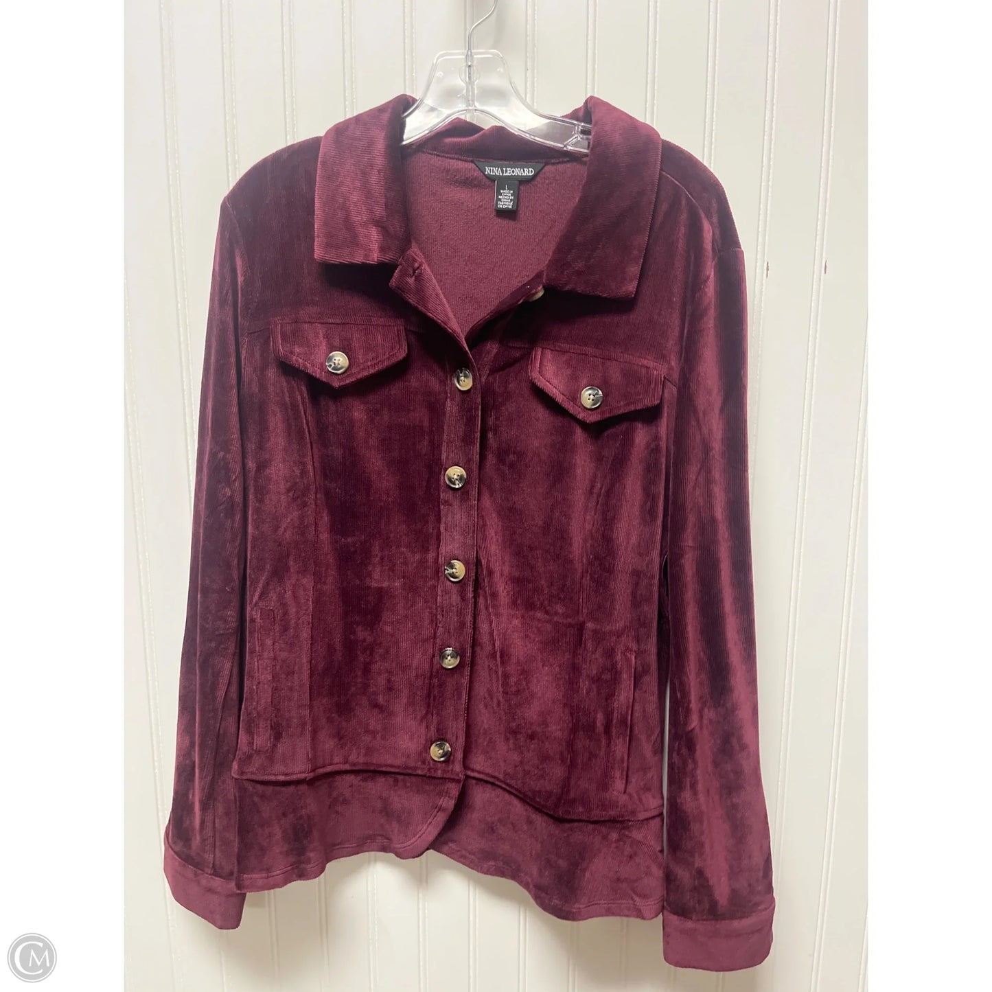 Jacket Moto By Nina Leonard In Purple, Size: L