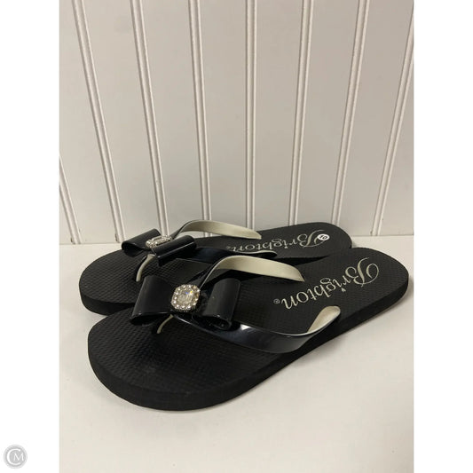 Sandals Flip Flops By Brighton In Black & Cream, Size: 10