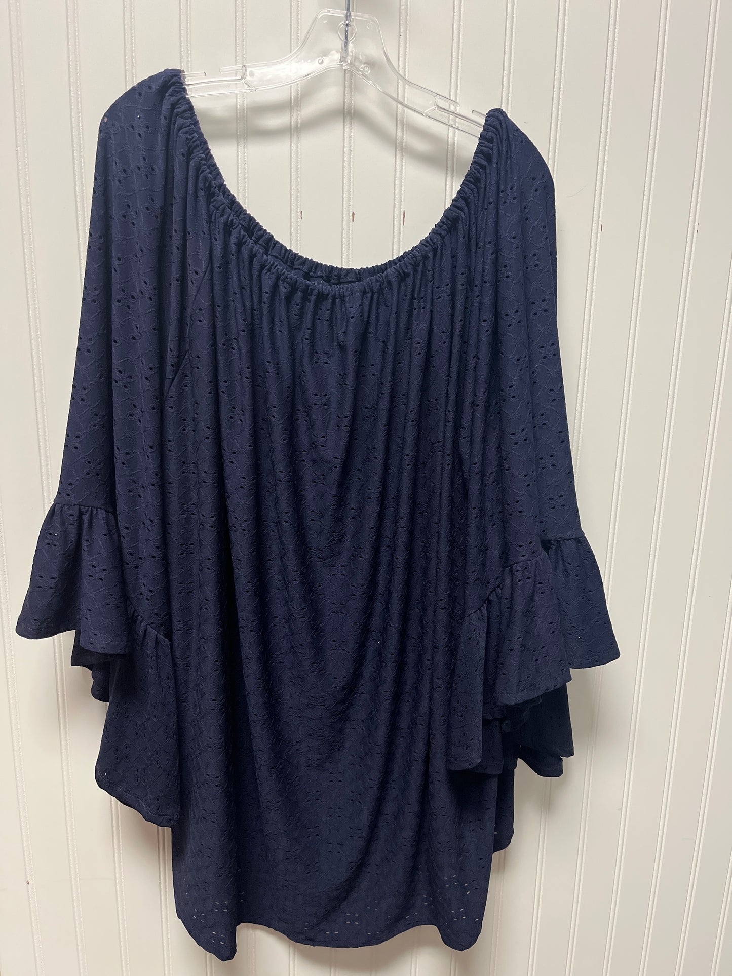 Top Long Sleeve By Melissa Paige In Navy, Size: 3x