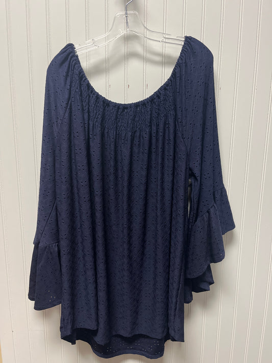 Top Long Sleeve By Melissa Paige In Navy, Size: 3x