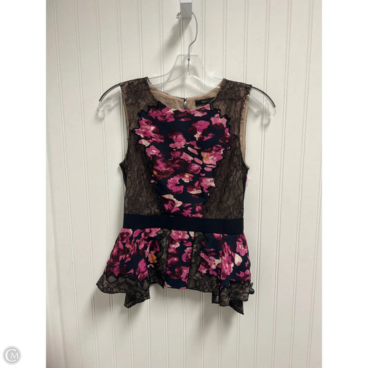 Top Sleeveless By Bcbgmaxazria In Floral Print, Size: Xxs