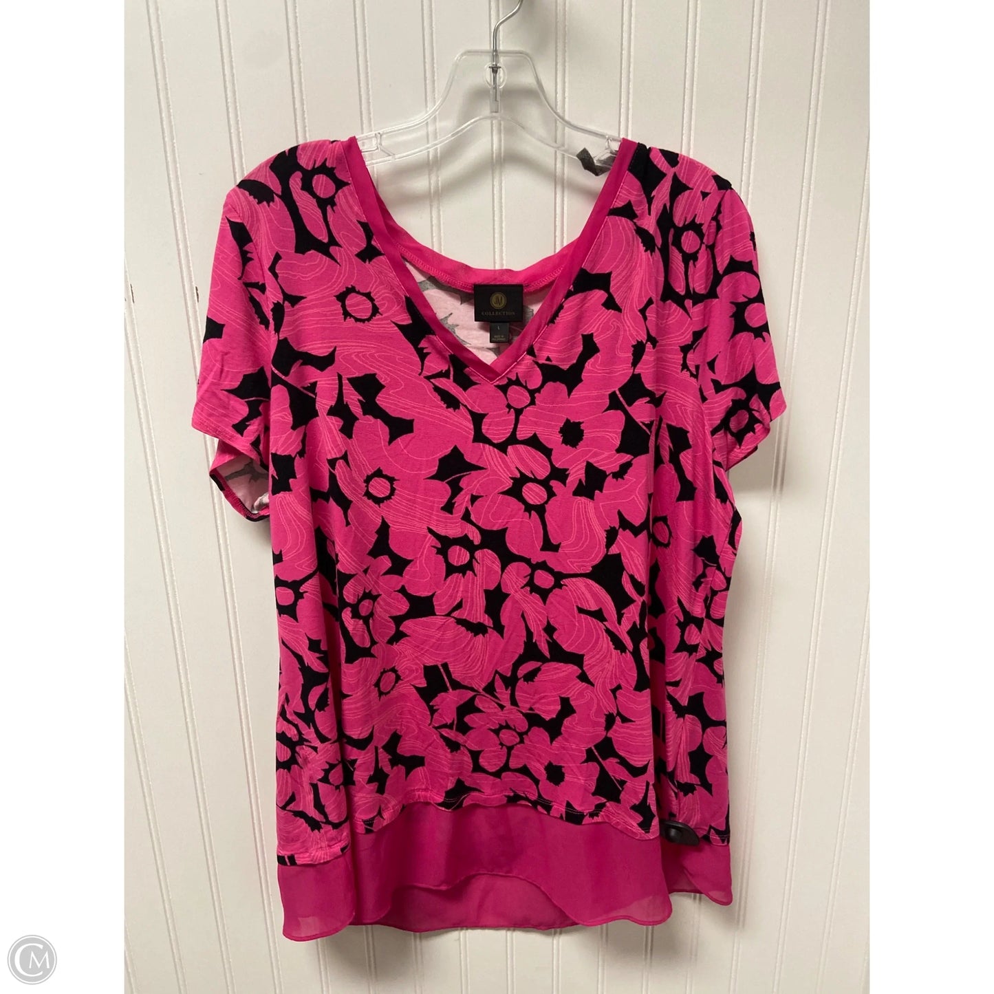 Top Short Sleeve By Jm Collections In Pink, Size: L