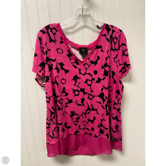 Top Short Sleeve By Jm Collections In Pink, Size: L