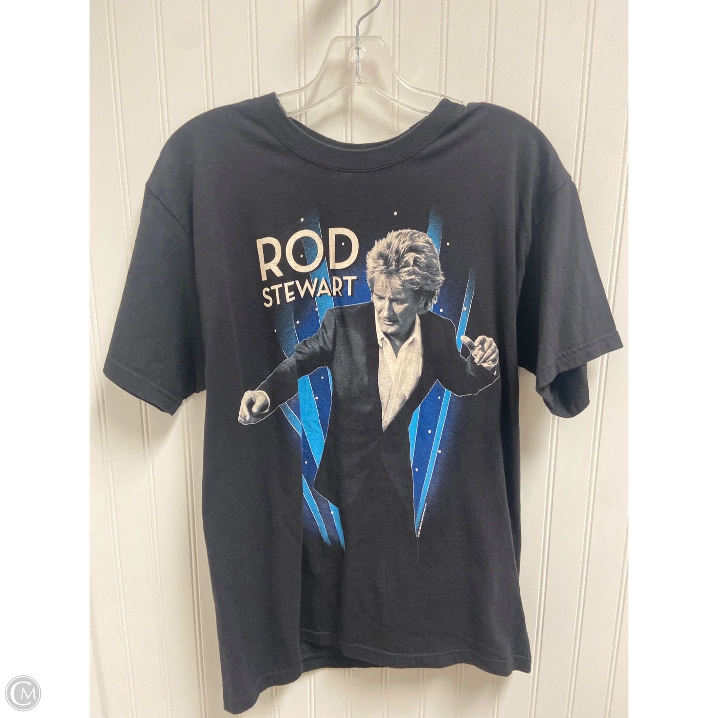 Top Short Sleeve By Hanes In Black & Blue, Size: M