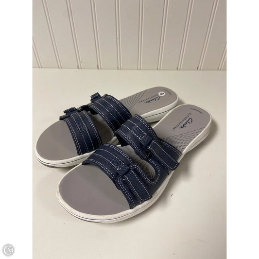 Sandals Flats By Clarks In Blue & Grey, Size: 8