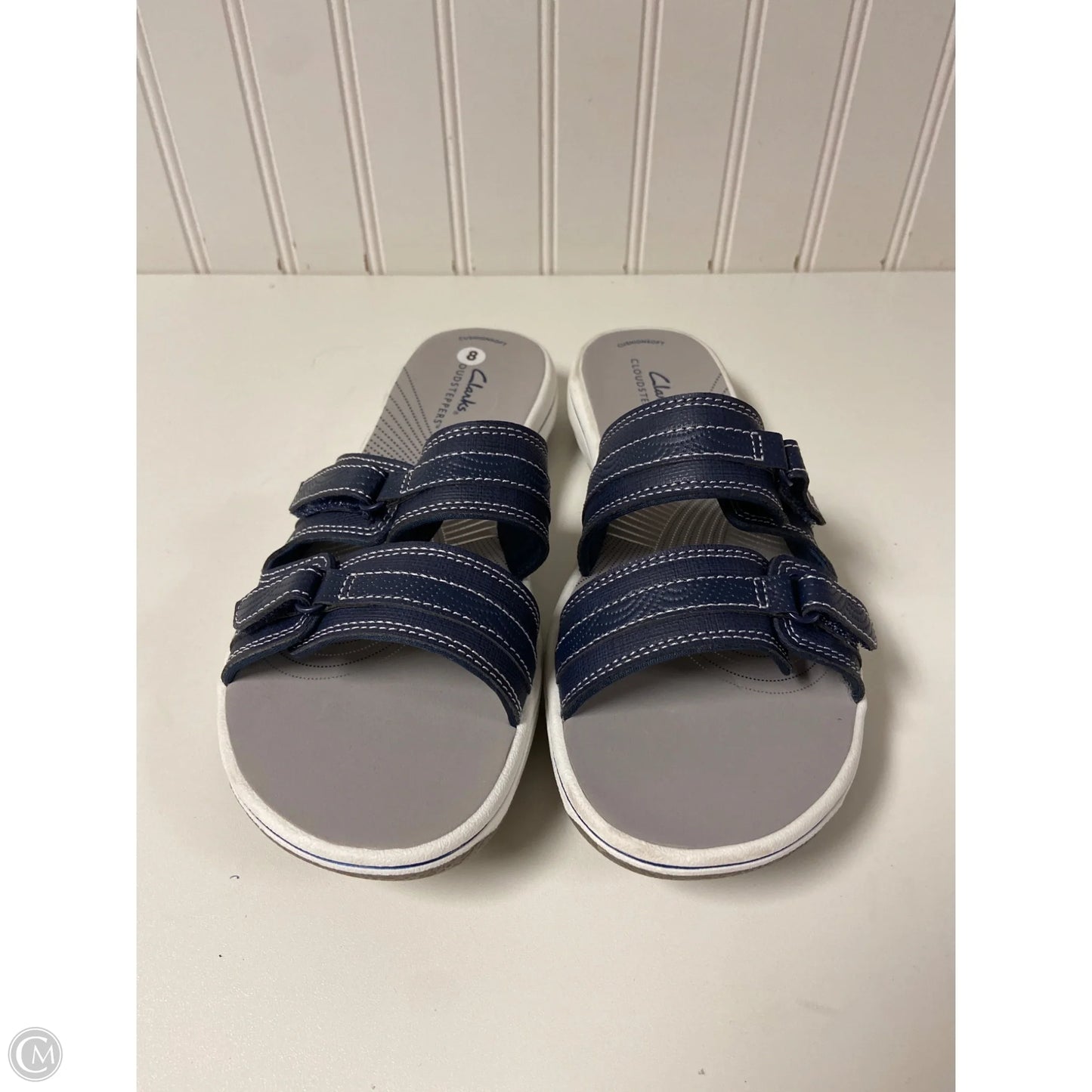 Sandals Flats By Clarks In Blue & Grey, Size: 8