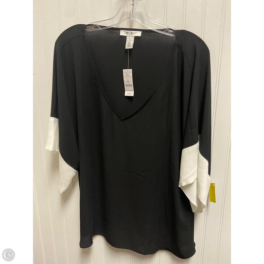 Top 3/4 Sleeve By White House Black Market In Black & White, Size: L
