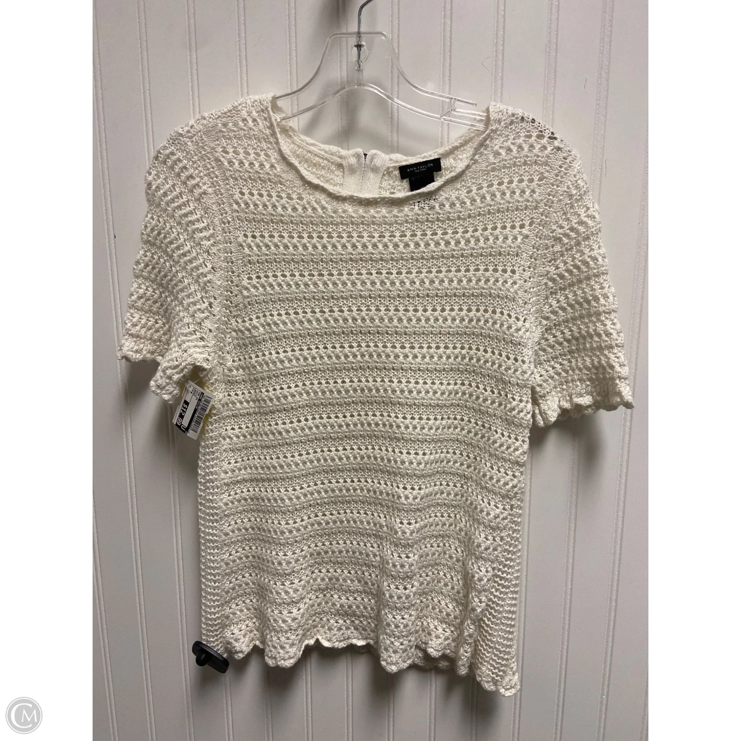Top Short Sleeve By Ann Taylor In White, Size: M