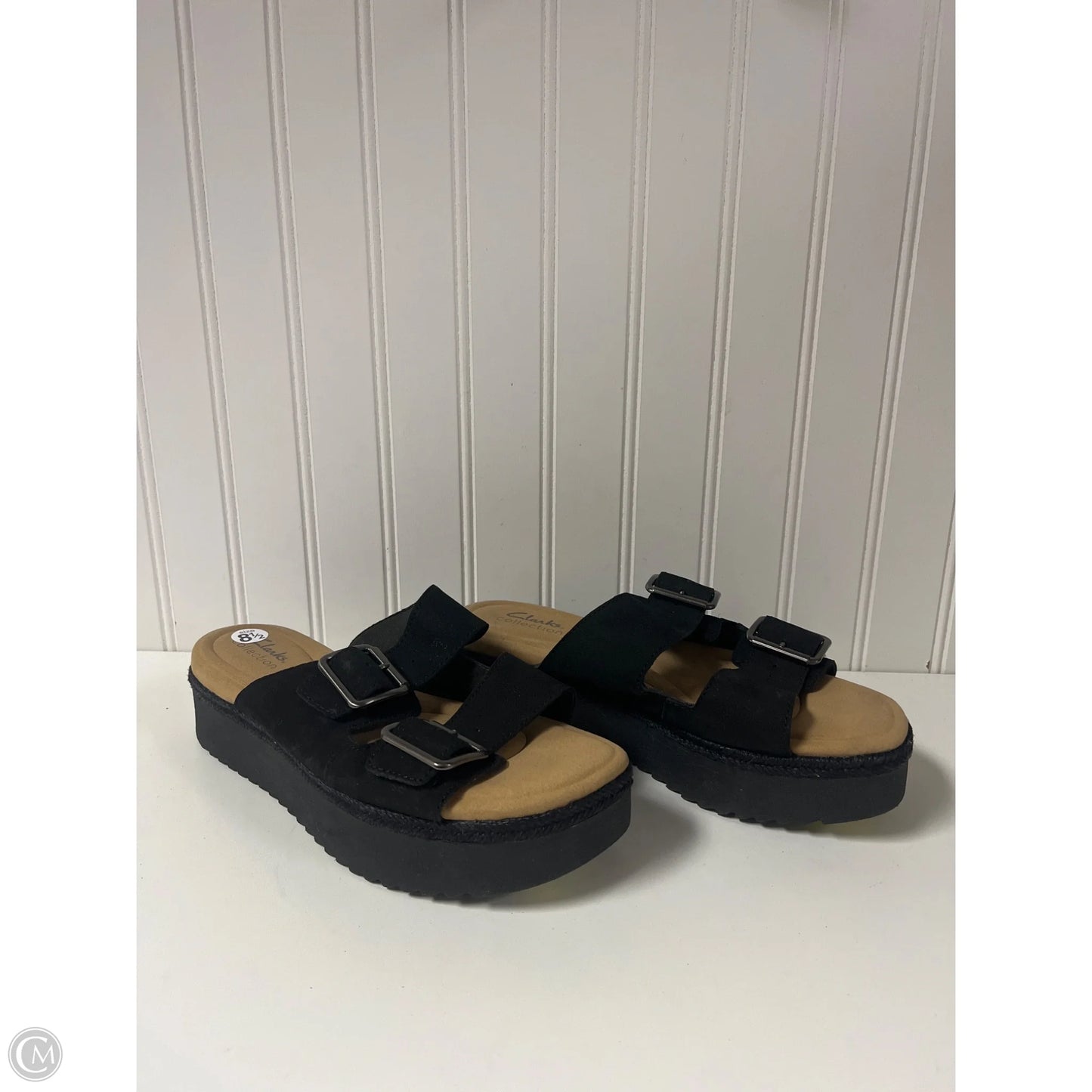 Sandals Heels Platform By Clarks In Black, Size: 8.5