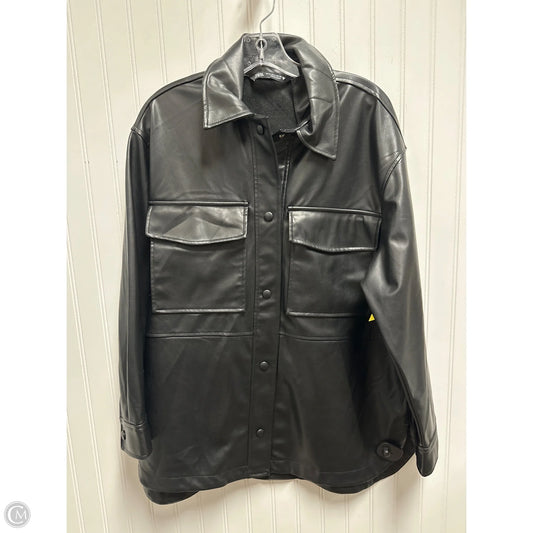 Jacket Leather By Zara In Black, Size: M