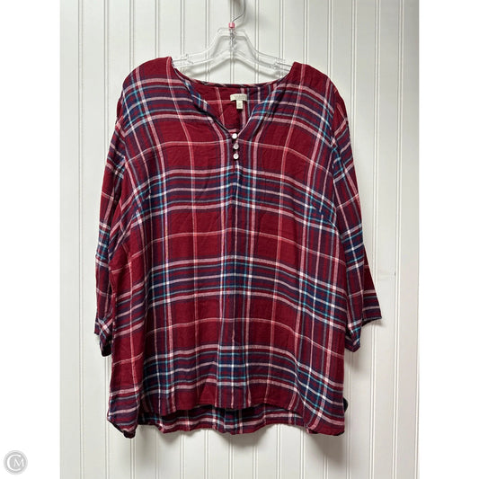 Top 3/4 Sleeve By Talbots In Red, Size: 2x