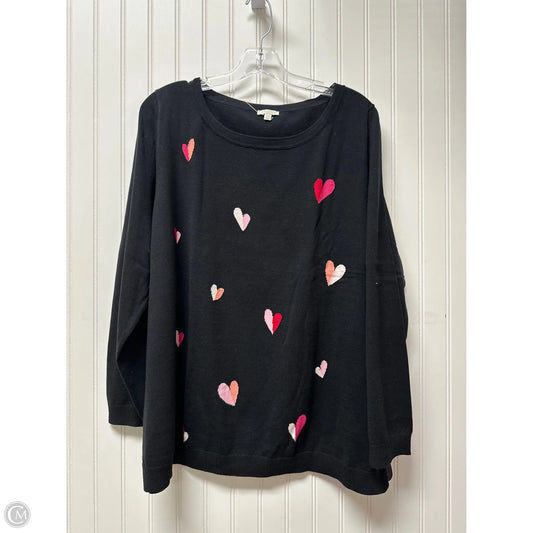 Sweater By Talbots In Black & Pink, Size: 2x