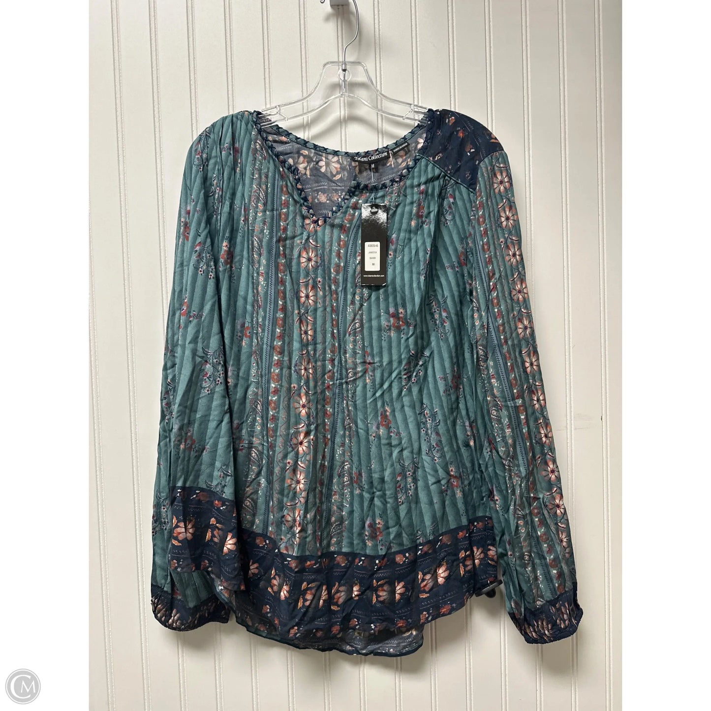 Top Long Sleeve By Tolani In Blue, Size: M