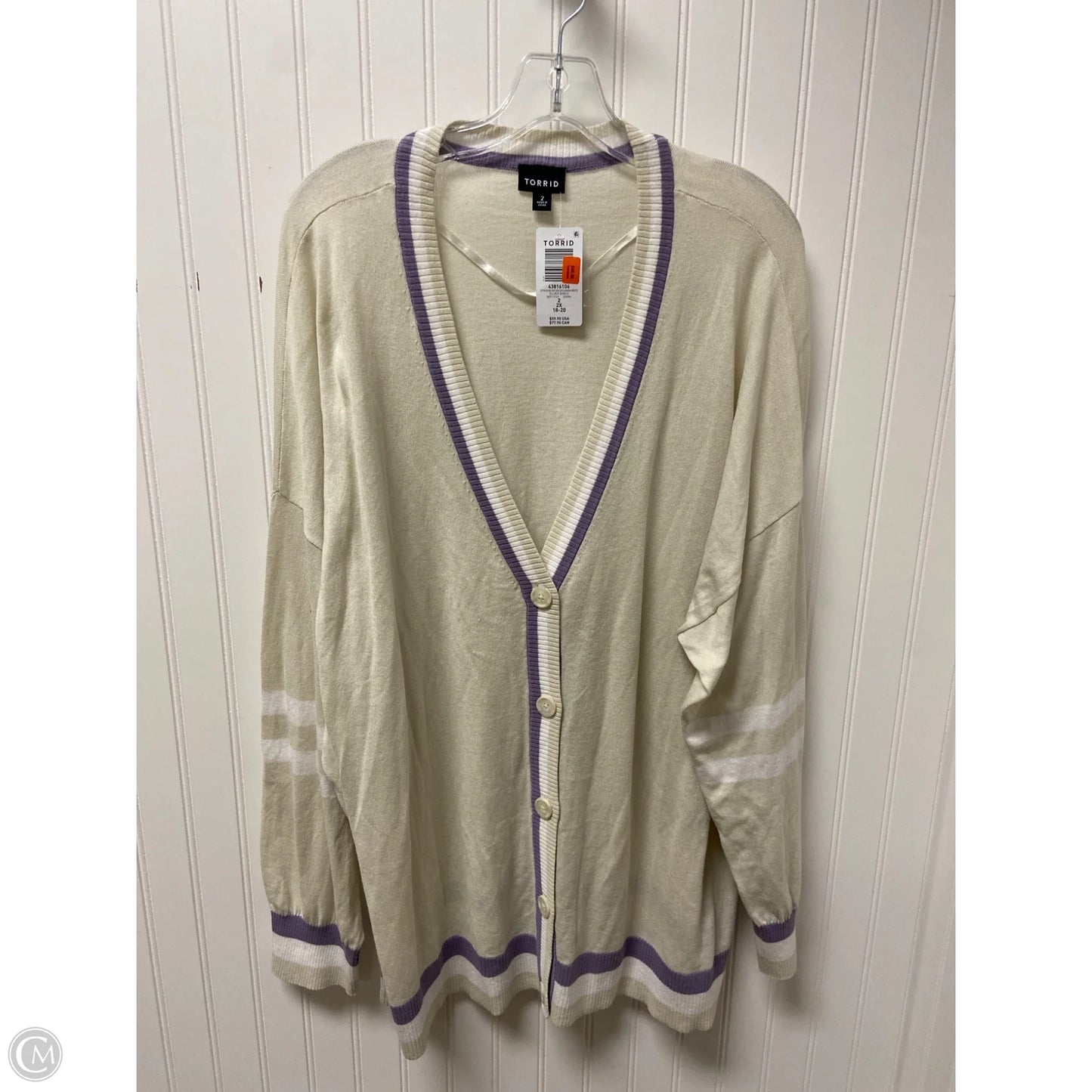 Sweater By Torrid In Cream & Purple, Size: 2x