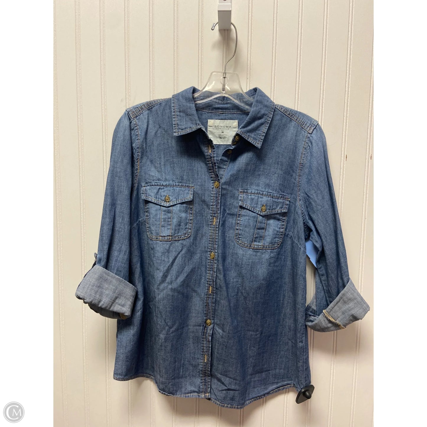 Top 3/4 Sleeve By Sonoma In Blue Denim, Size: M