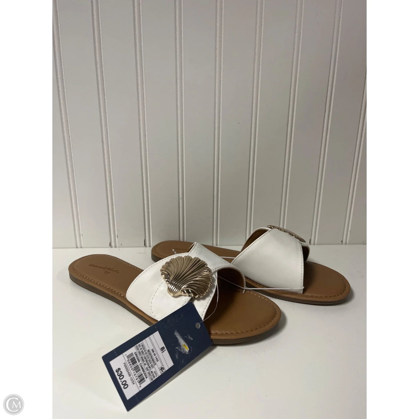 Sandals Flats By Universal Thread In Tan & White, Size: 8.5