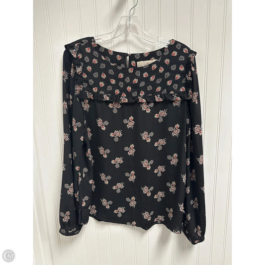 Top Long Sleeve By Loft In Black & Red, Size: M
