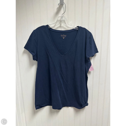 Top Short Sleeve Designer By Lilly Pulitzer In Blue, Size: Xl