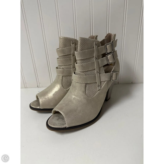 Boots Ankle Heels By Forever In Cream, Size: 7.5