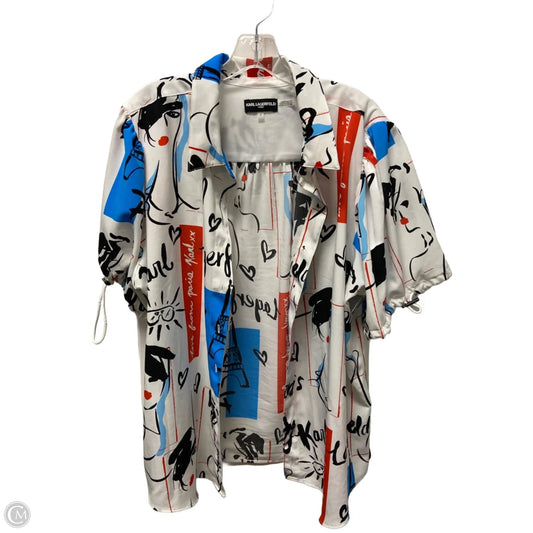 Top Short Sleeve Designer By Karl Lagerfeld In White, Size: 1x