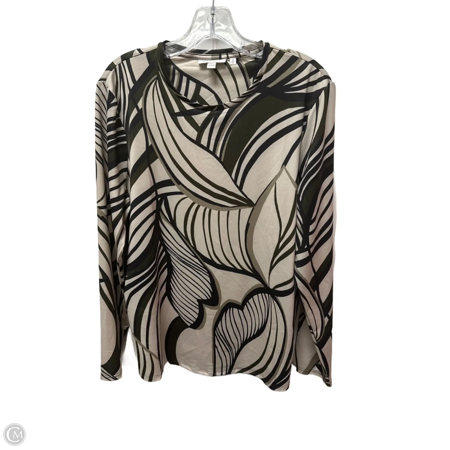 Top Long Sleeve By Chicos In Green & Tan, Size: L