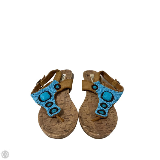 Sandals Heels Wedge By Simply Vera In Blue, Size: 9