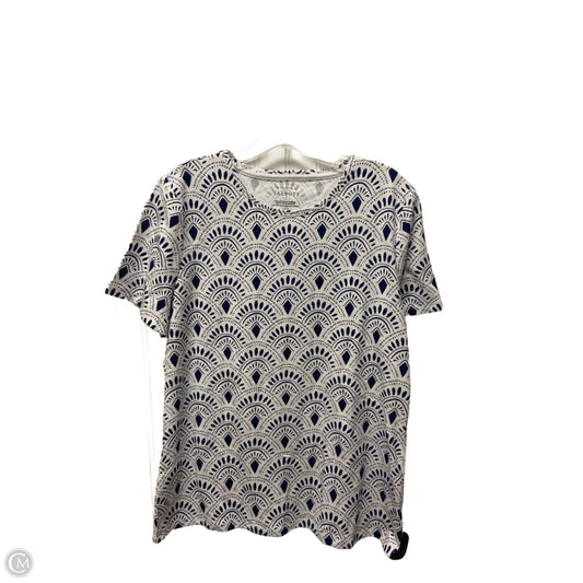 Top Short Sleeve By Talbots In Blue & White, Size: L