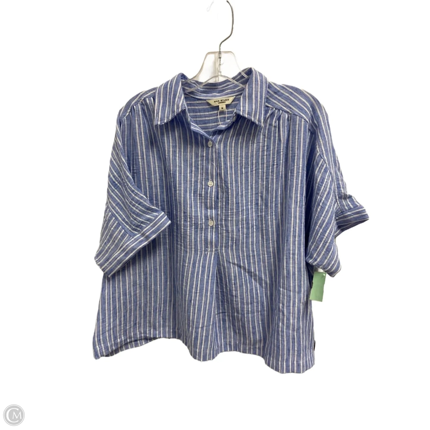 Top Short Sleeve By Max Studio In Striped Pattern, Size: M