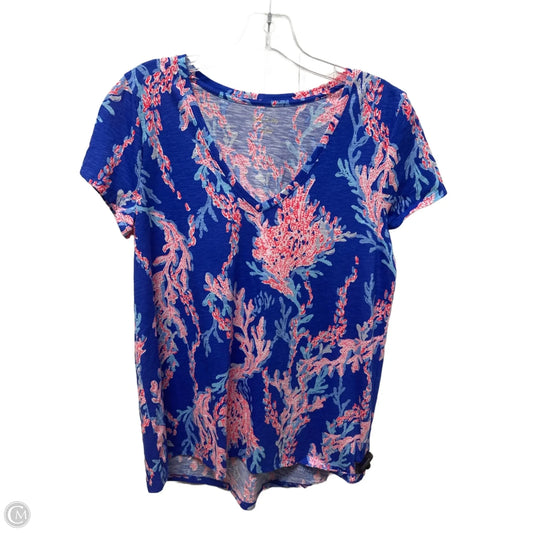 Top Short Sleeve Designer By Lilly Pulitzer In Blue, Size: M