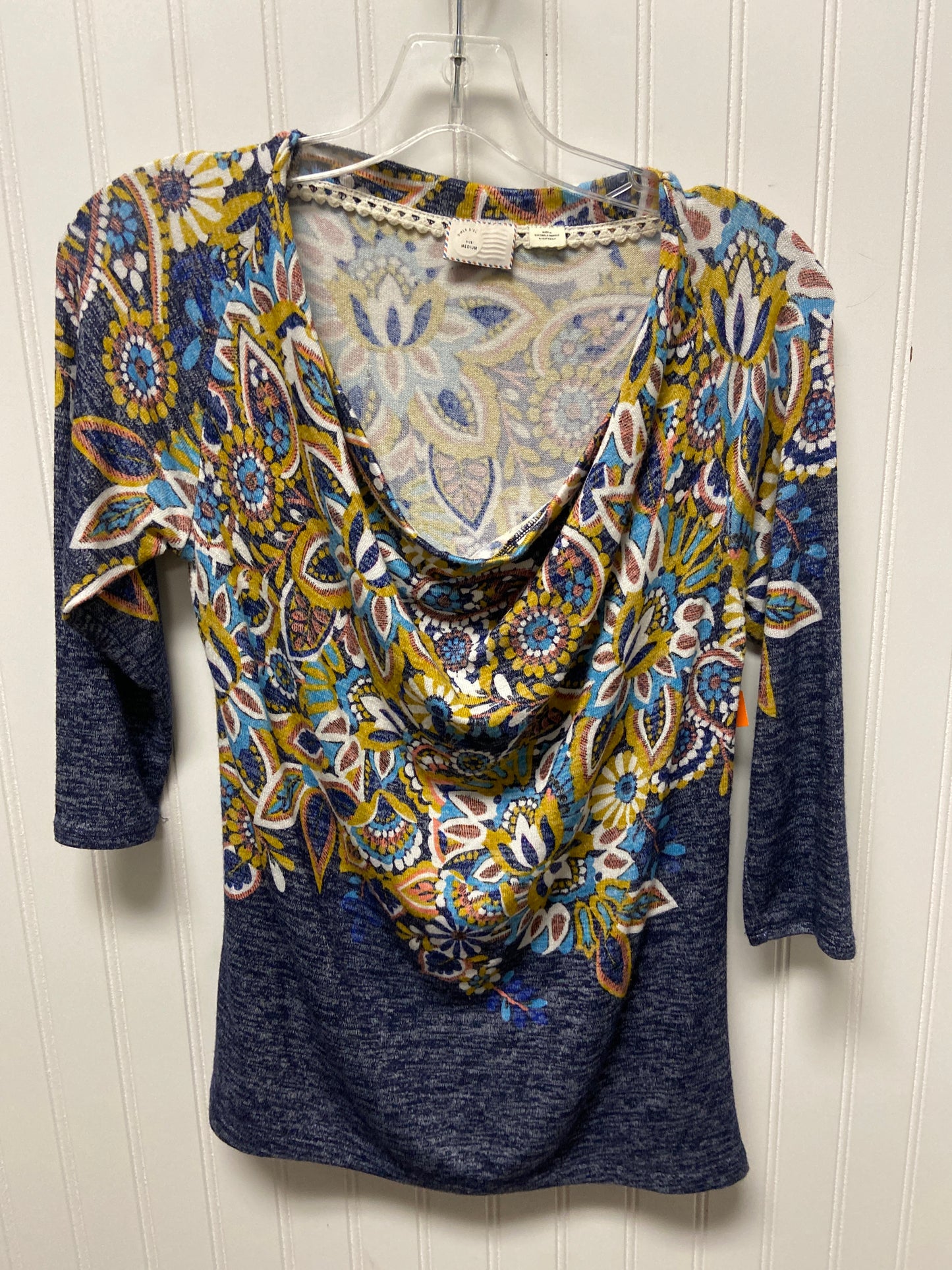 Top Long Sleeve By Clothes Mentor In Blue & Yellow, Size: M