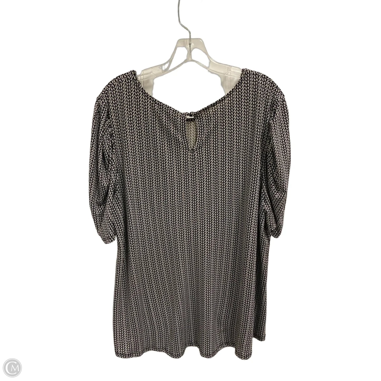 Top Short Sleeve By Adrianna Papell In Black & White, Size: 1x
