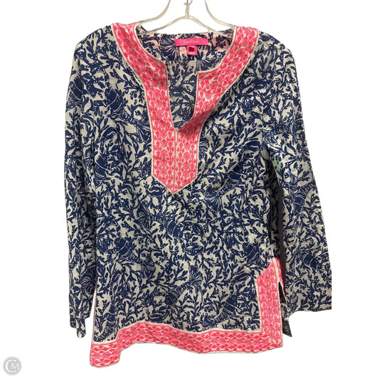 Top Long Sleeve Designer By Lilly Pulitzer In Blue & Pink, Size: Xs