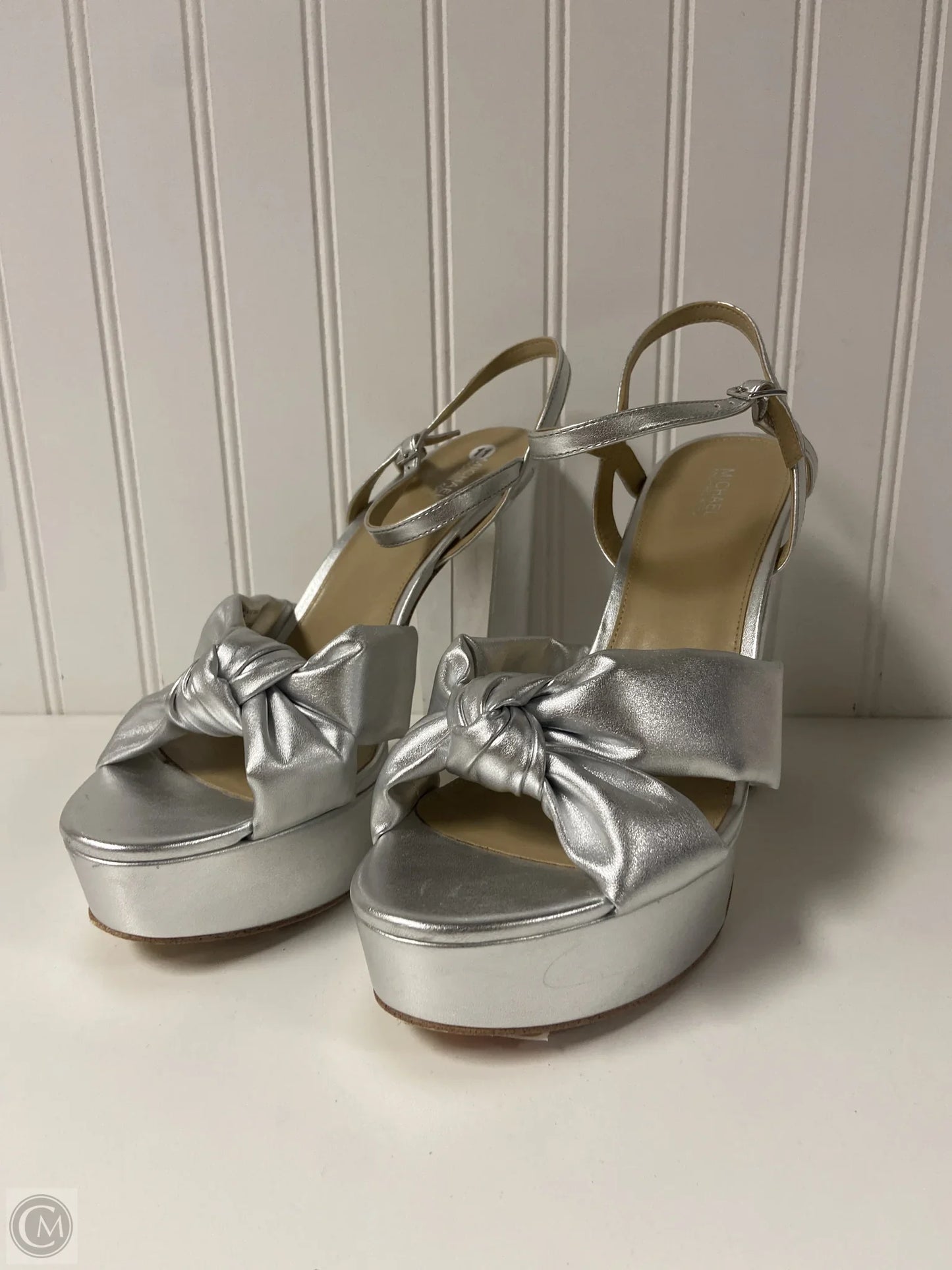 Shoes Heels Block By Michael By Michael Kors In Silver, Size: 11