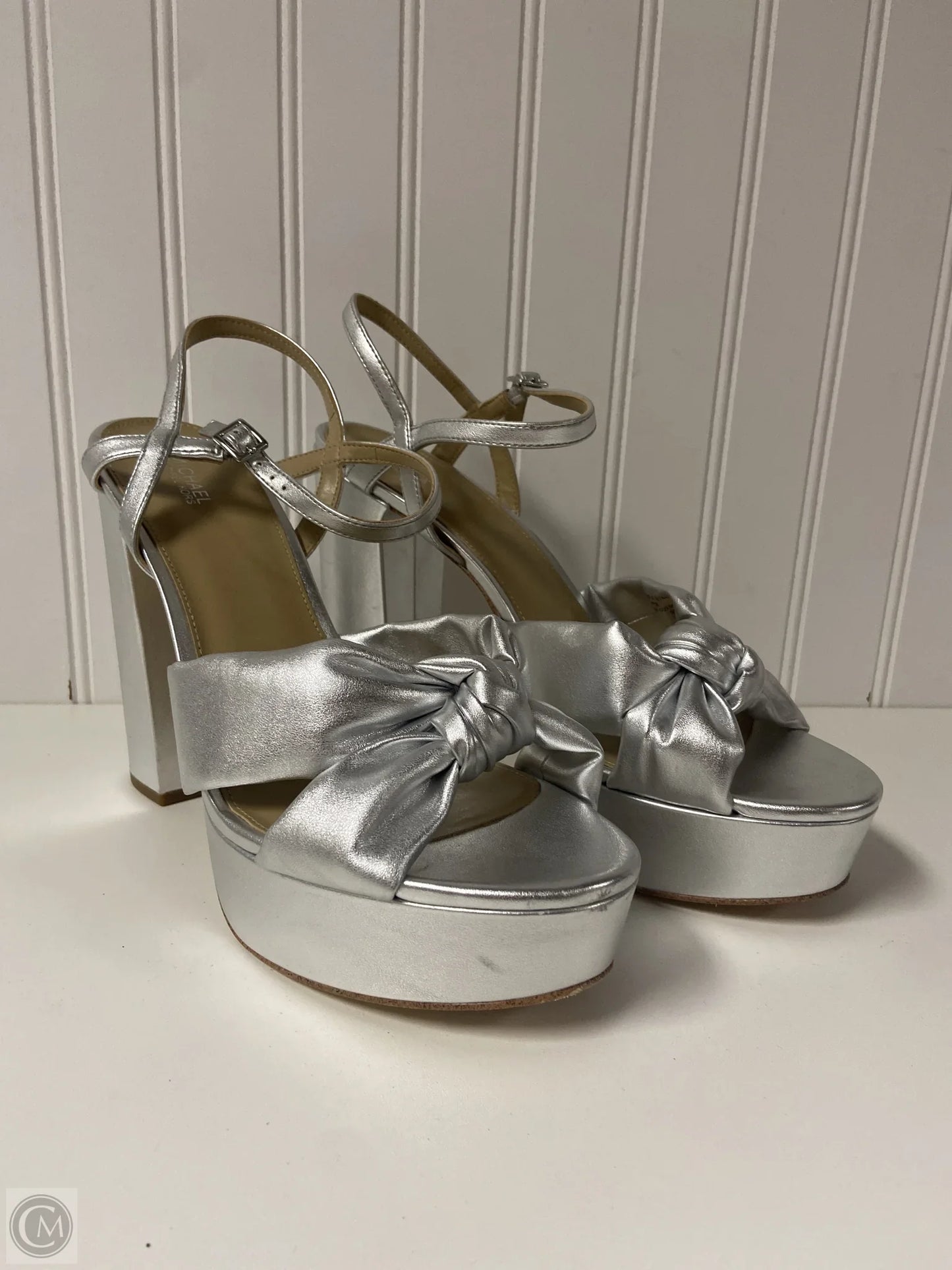 Shoes Heels Block By Michael By Michael Kors In Silver, Size: 11