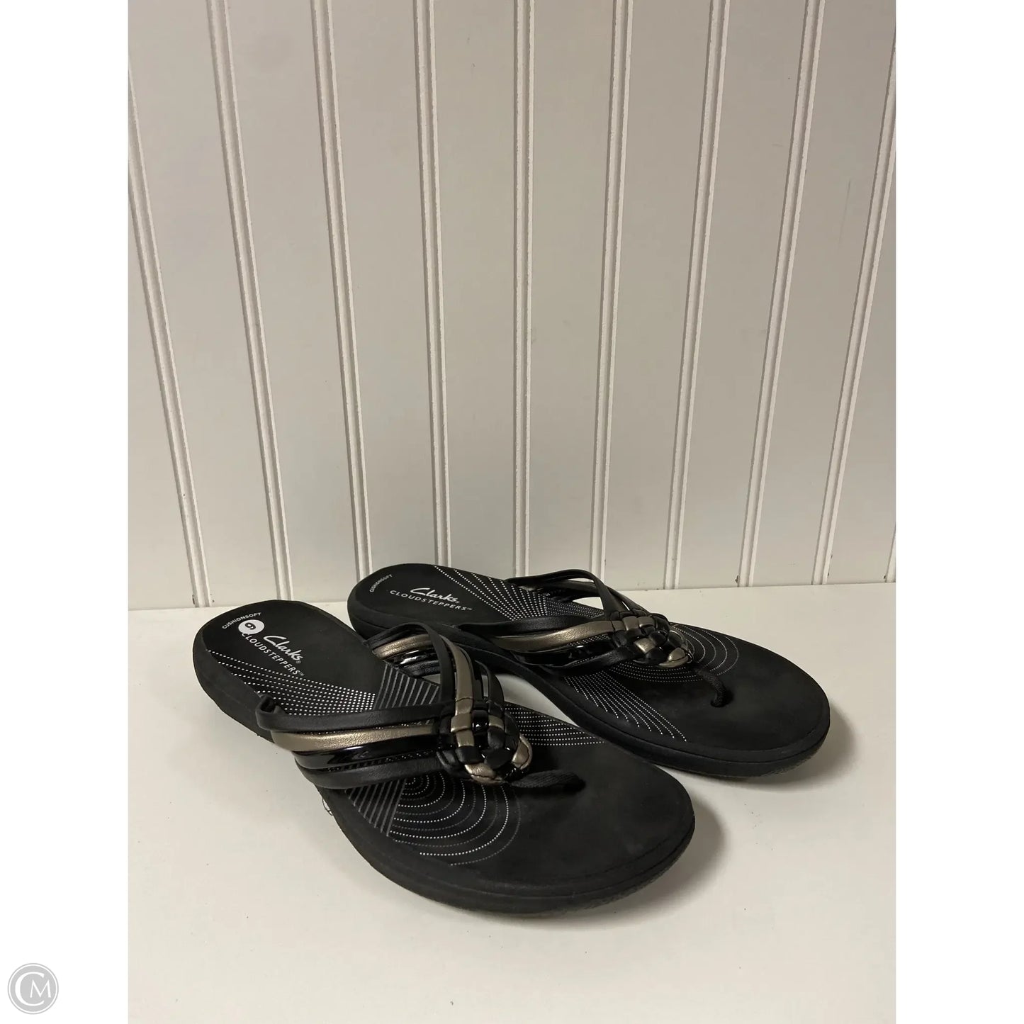 Sandals Flip Flops By Clarks In Black, Size: 9