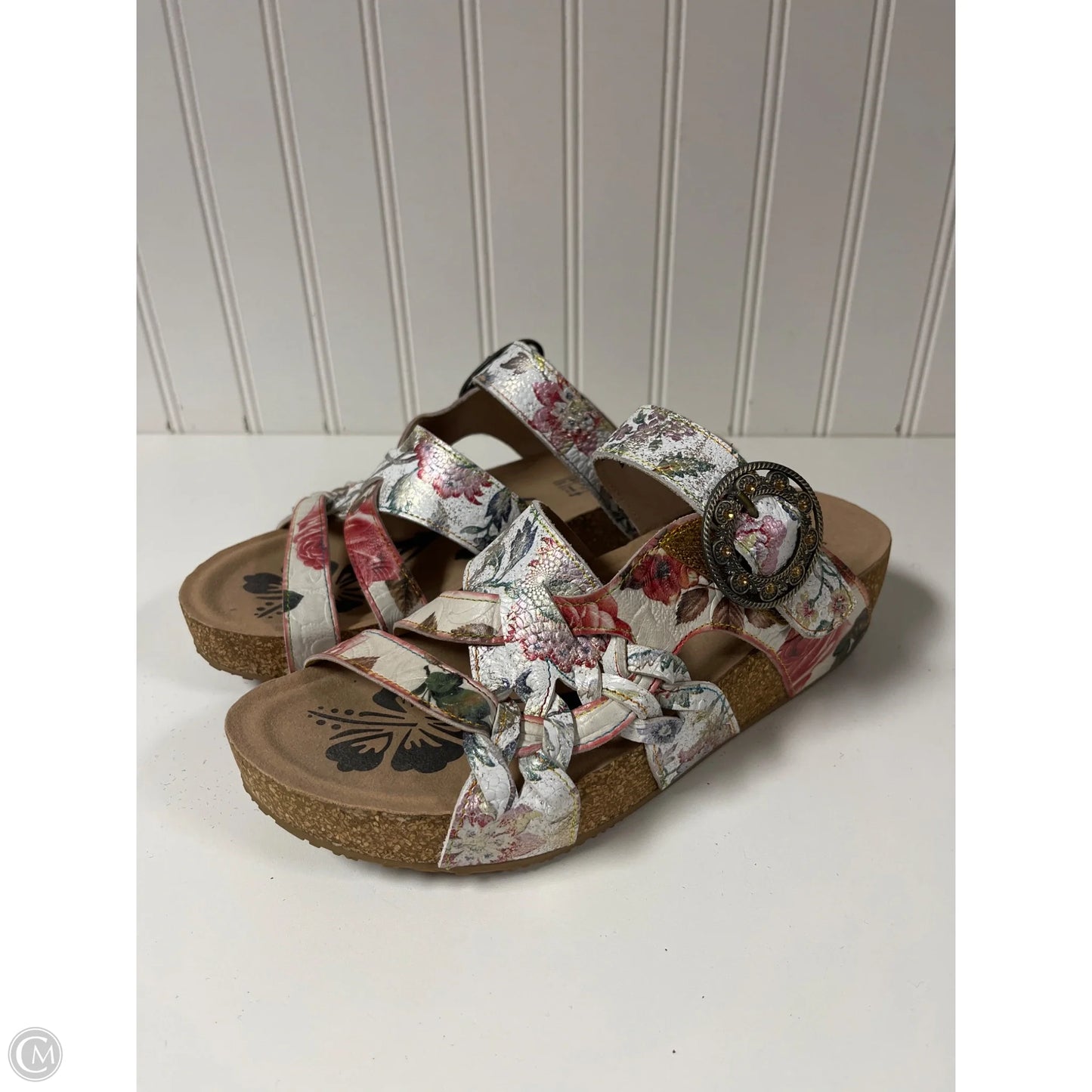 Sandals Heels Wedge By Spring Step In Tan, Size: 7.5