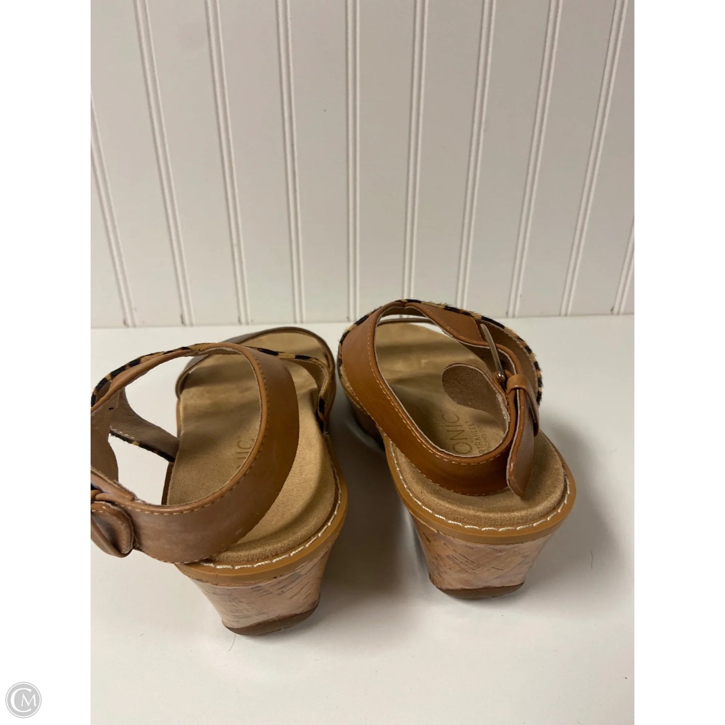 Sandals Heels Wedge By Vionic In Animal Print, Size: 7