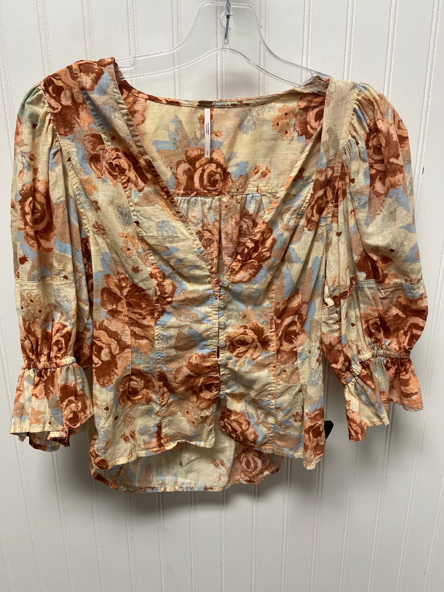 Top 3/4 Sleeve By Free People In Beige, Size: S