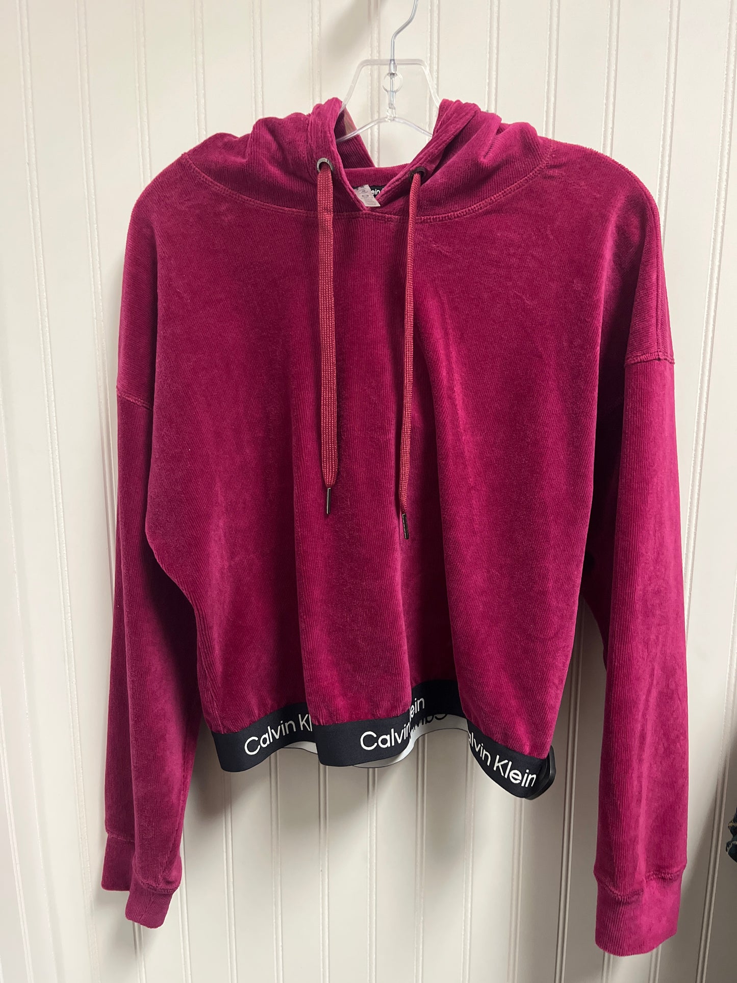 Athletic Sweatshirt Hoodie By Calvin Klein In Purple, Size: L