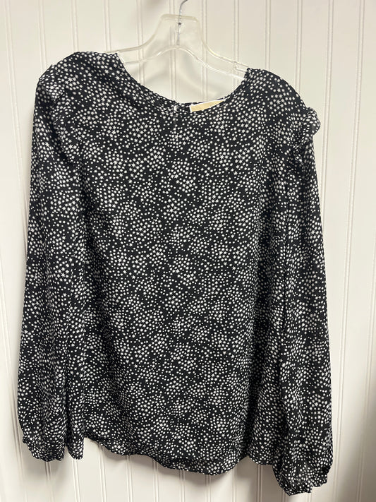 Top Long Sleeve By Michael By Michael Kors In Black & White, Size: L