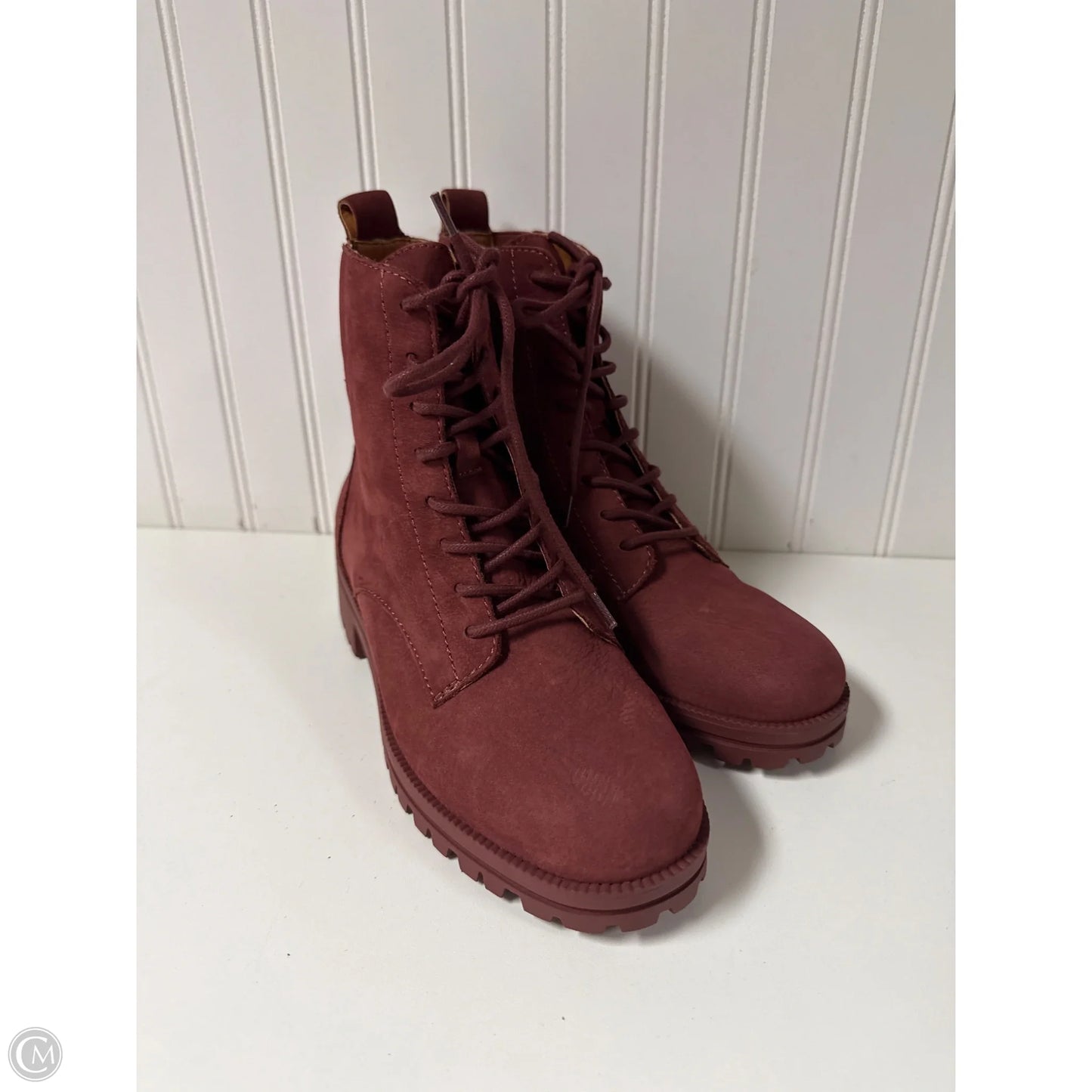 Boots Combat By Lucky Brand In Maroon, Size: 8