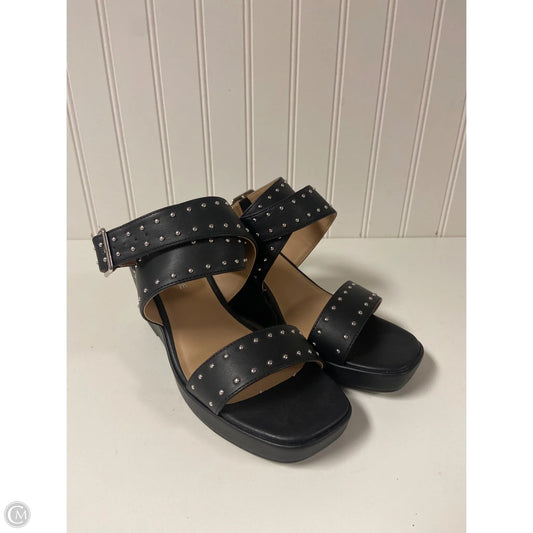 Sandals Heels Wedge By Clothes Mentor In Black, Size: 6.5