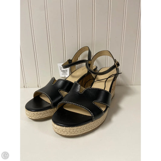 Sandals Heels Wedge By Liz Claiborne In Black & Cream, Size: 10